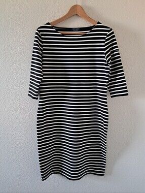 Saint James Striped Dress Size 12 Black